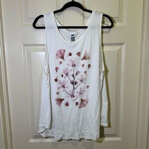 Old Navy Sleeveless Shirt Top Pink Floral Size XXL High Neck Calla Lily